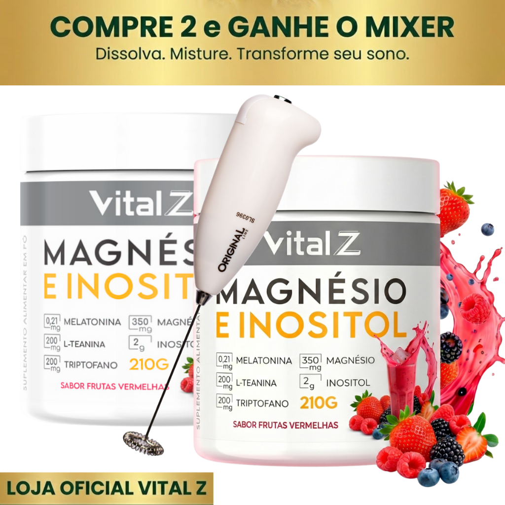 Kit 2 Magnésio Inositol e Melatonia Frutas Vermelhas + Brinde MIXER