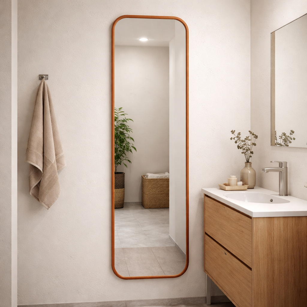 Espelho Grande Corpo Inteiro Retrô 160x55cm Retangular Com Moldura Sala Quarto Closet Escritório
