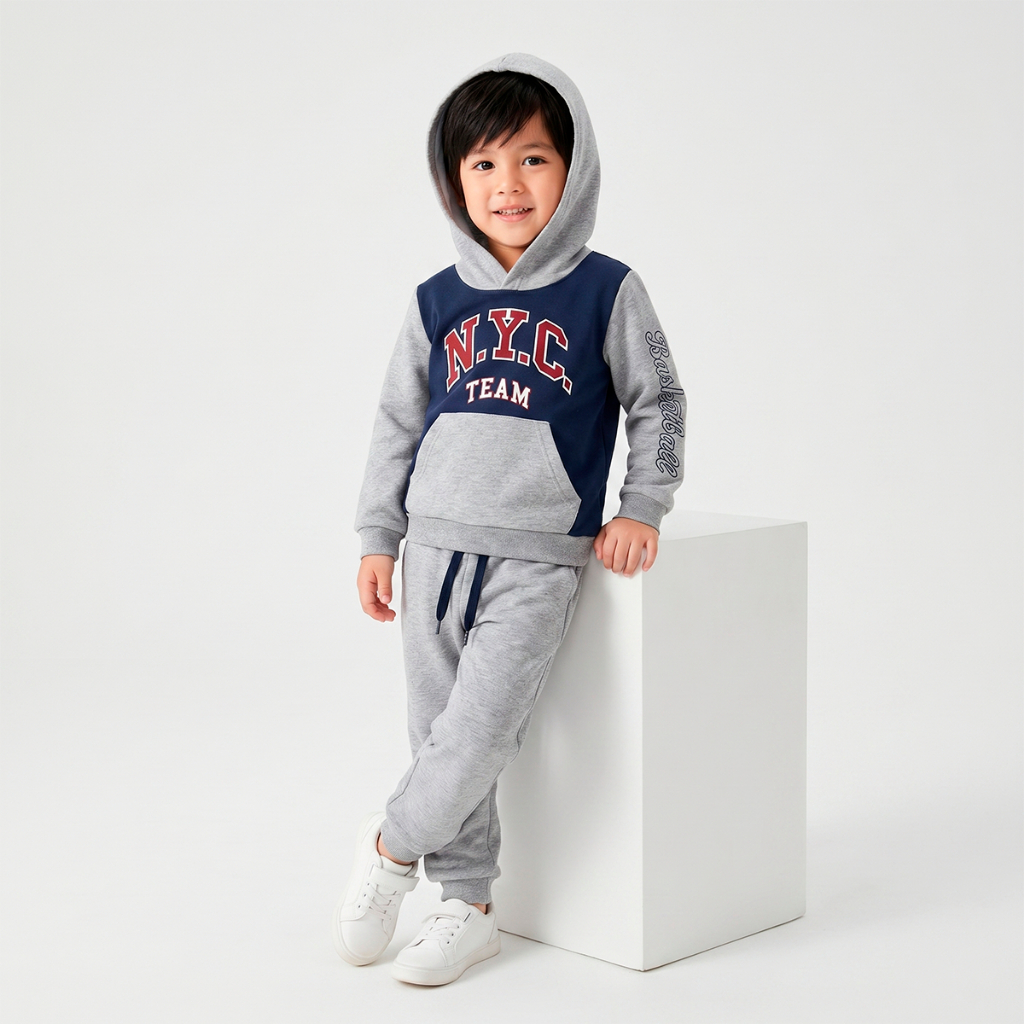 Conjunto Infantil Moletom Flanelado Menino 4 a 8 Anos Com Capuz Quentinho Inverno