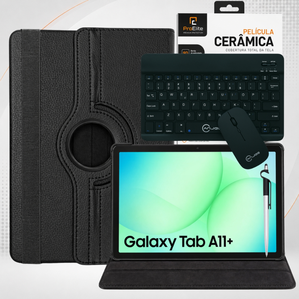 Kit Completo Capa Para Tablet Samsung Galaxy Tab A11+ Plus X230 X236 + Teclado e Mouse + Película