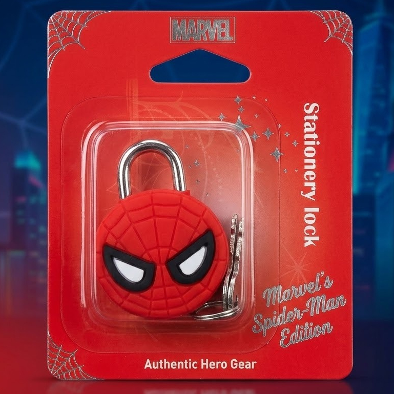 Cadeado de Diário Infantil de Metal Revestido Silicone Homem Aranha Disney Trava Segurança Escolar