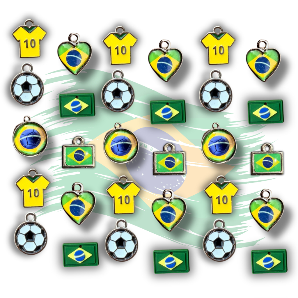 Kit de Pingentes do Brasil Copa do Mundo 2026 | Kit trancista da copa, Acessórios do Brasil p/ Tranças Artesanato