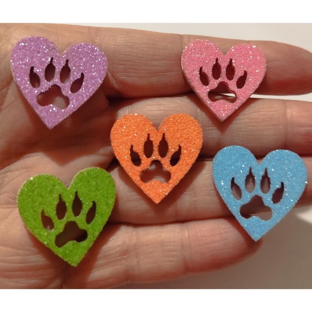 Adesivo Pet Coração Patinha Gato Colorido (120 Adesivos)