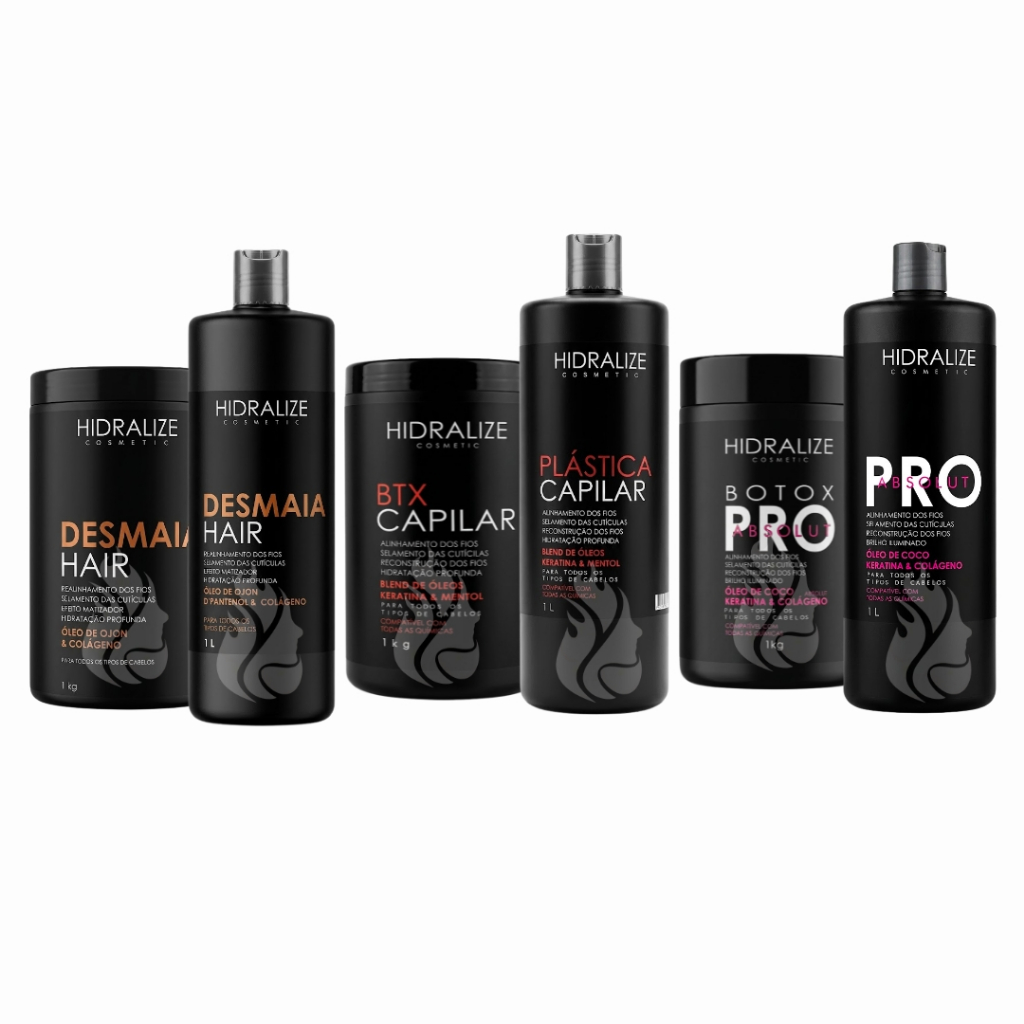 Kit Liso Profissional Semi-Definitiva Progressiiva 1L + BTX 1kg - Hidralize Desmaia, Plástica e Absolut