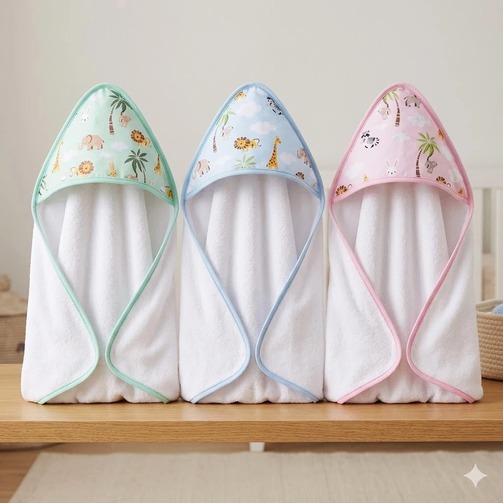 Toalha de Banho Felpuda para Bebê com Capuz