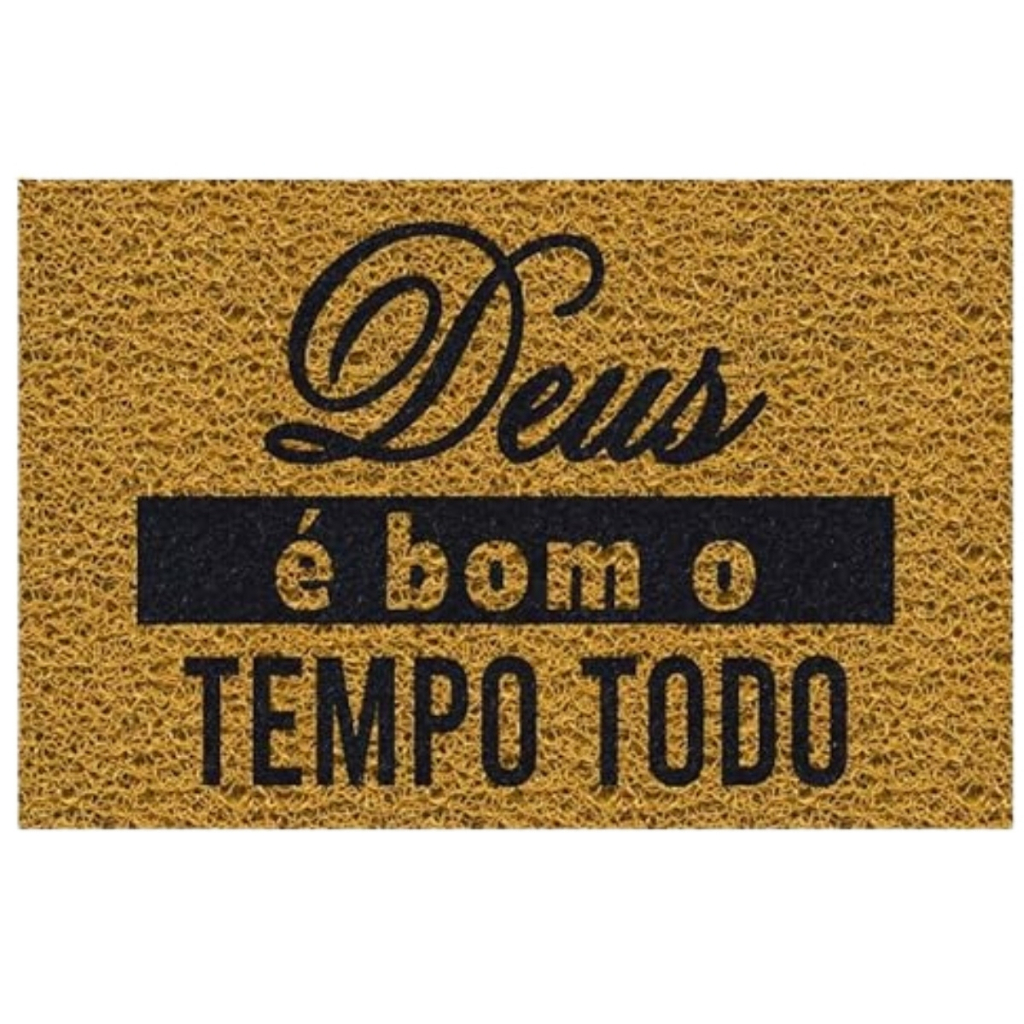 Imagem Tapete de Entrada Capacho de Porta Versículo Deus Evangélico Oração Antiderrapante Retem Sujeira