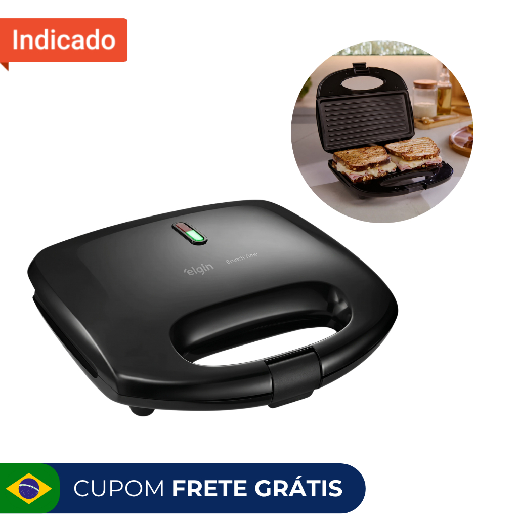 Sanduicheira Grill 2 Em 1 Brunch Time Elgin - Antiaderente, 800W
