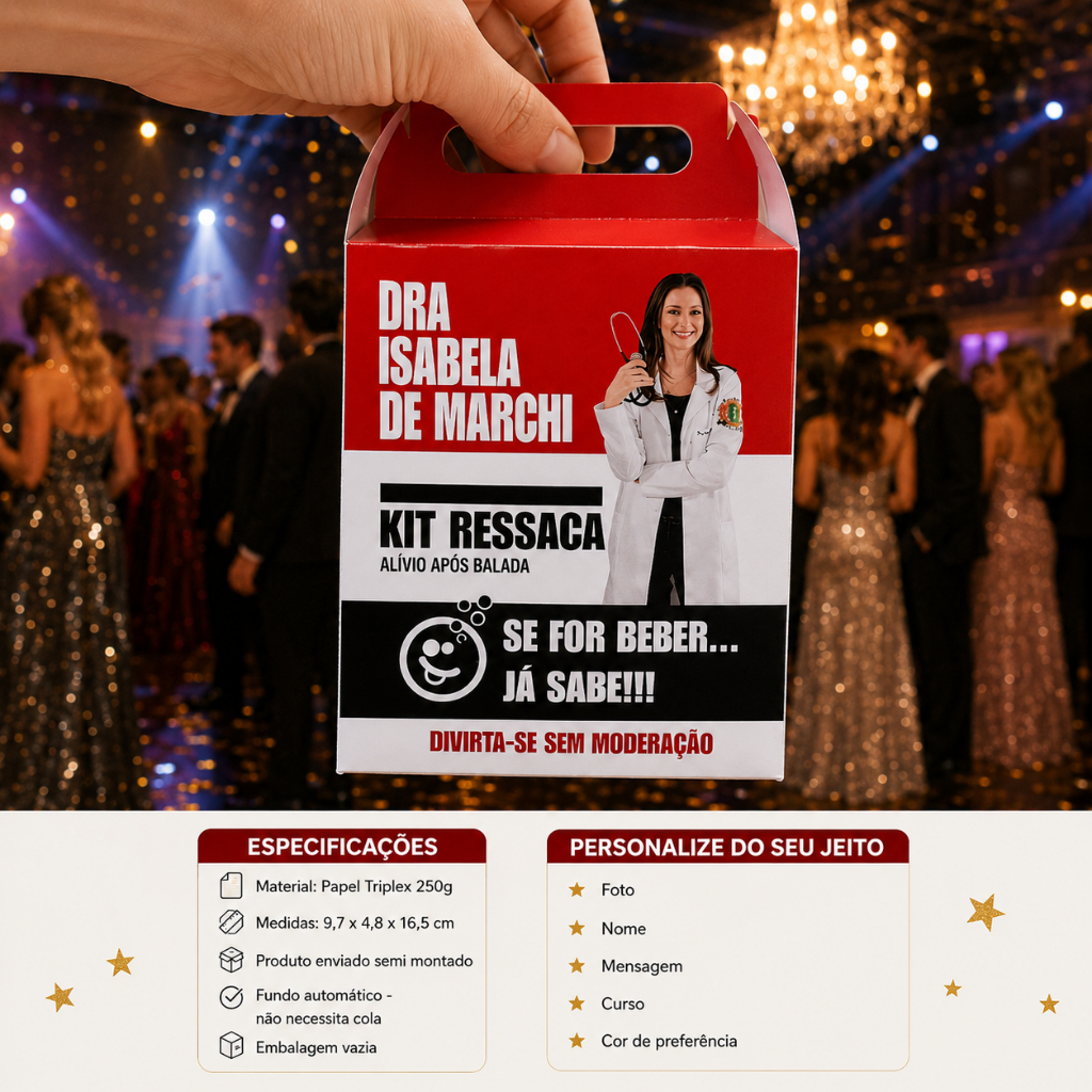 Caixa Maleta Kit Ressaca personalizado, Lembrancinha para festa de formatura, infantil, aniversário