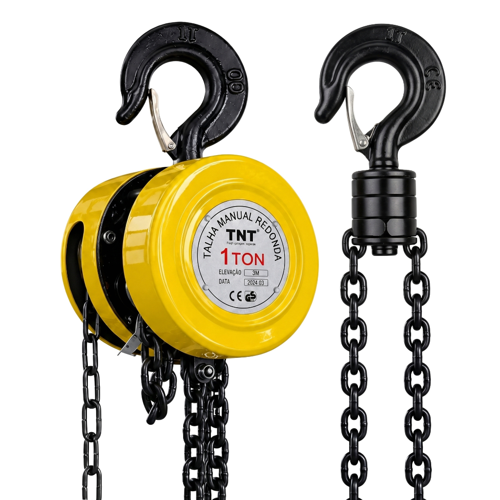 Talha Manual 1 Tonelada 1000kg Com Corrente 3 Metros Guincho Elevação Tnt