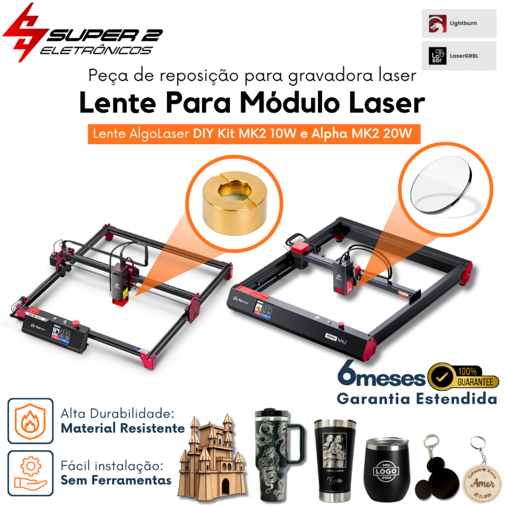 Lente de Reposição para Máquina Laser AlgoLaser DIY Kit MK2 10W e Alpha MK2 20W