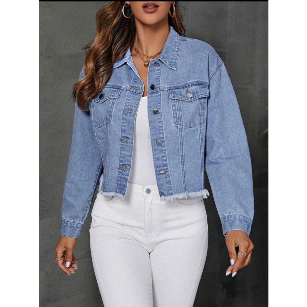 Jaqueta Jeans Feminina Clara Premium Oversized Moda Blogueira P ao GG