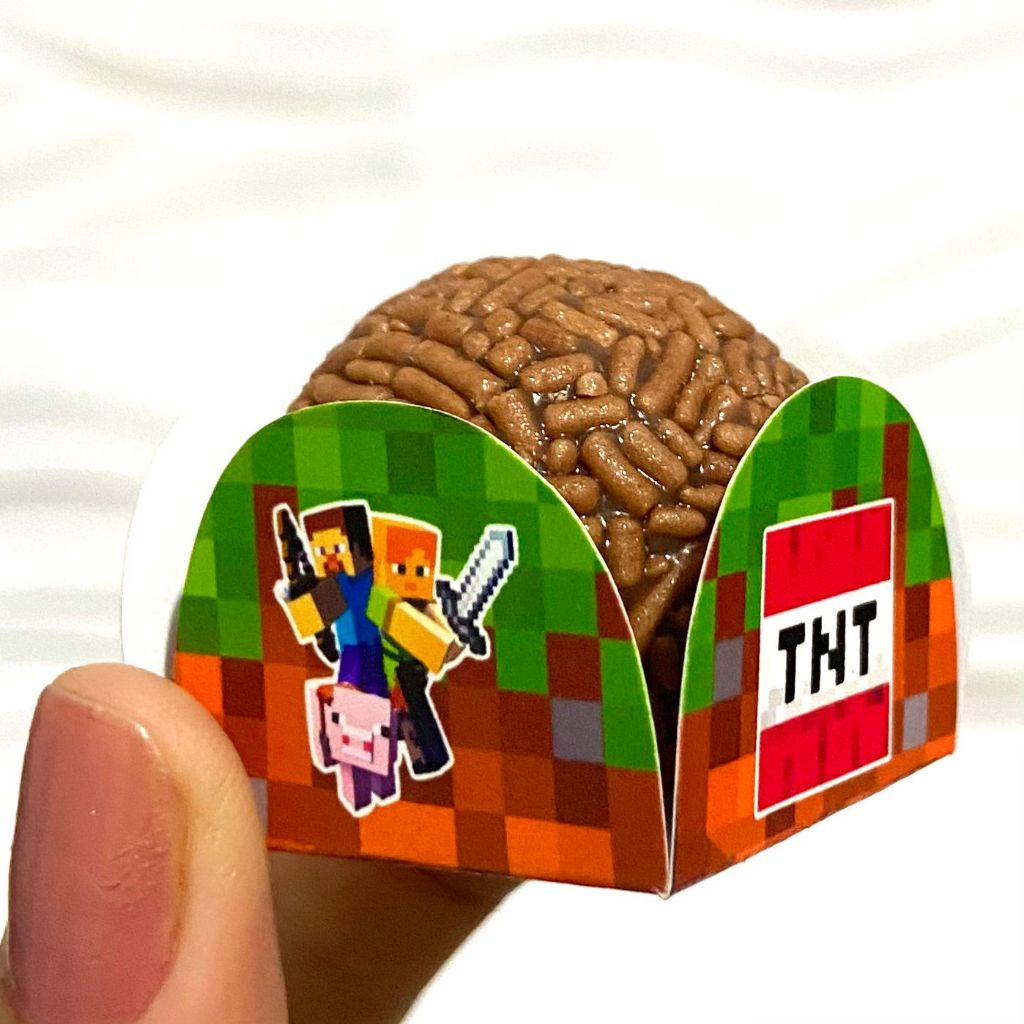 Forminha para Doces Minecraft | Porta Brigadeiro e Beijinho | Personalizado Festa Infantil