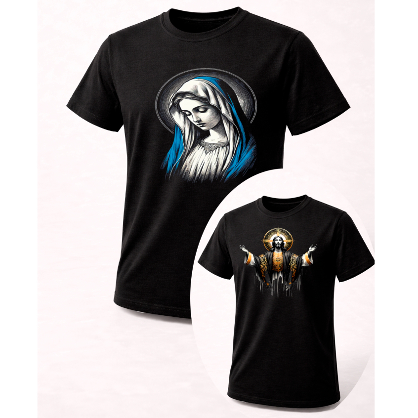 Kit 2 Camiseta Masculina Religiosa Estampada Premium Camisa Streetwear Algodão Confortável