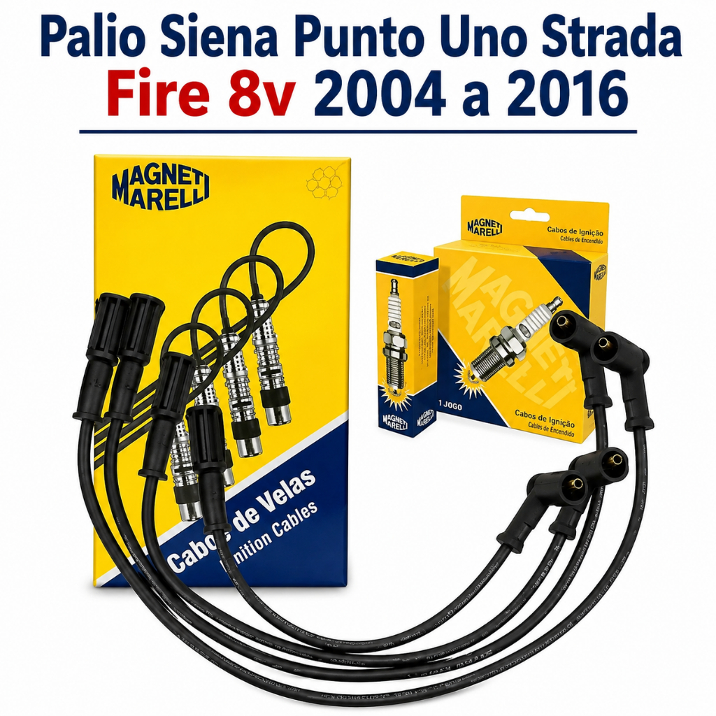 Kit Cabos+Velas Palio Siena Punto Uno Strada Fire 8v 2004 a 2016