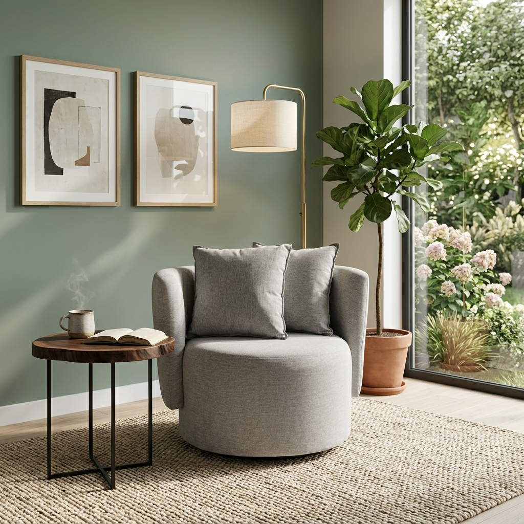 Poltrona Linha Giratória Orgânica Tecido Design Sofisticado Sala de Estar Living