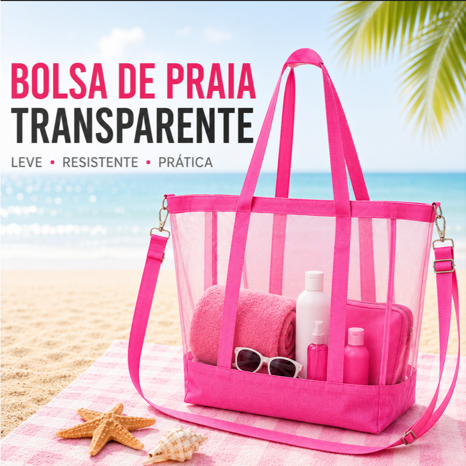 Bolsa Tote Feminina Grande Bolsa de Praia Leve e Espaçosa com Tela Respirável e Alça Ajustável Alta Capacidade