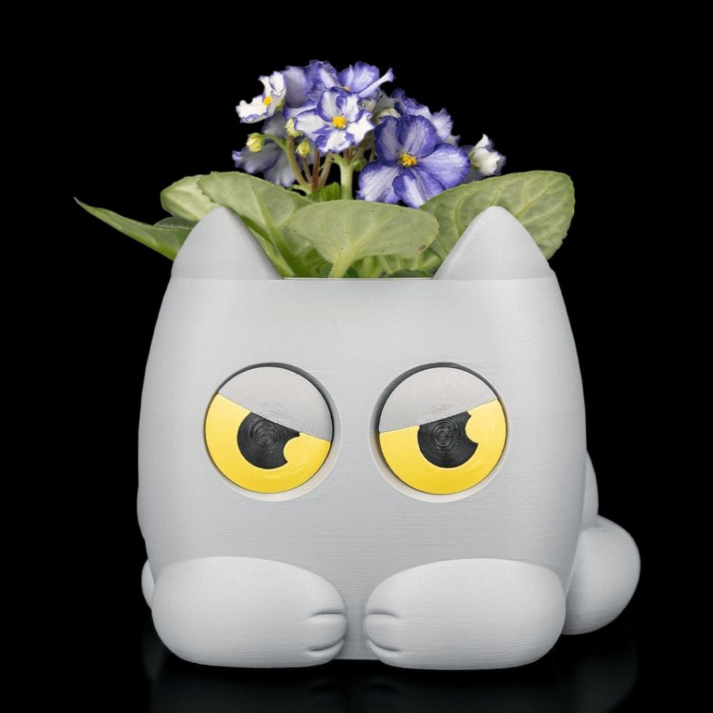 Vaso Gatinho Auto Irrigável | Vaso Decorativo com Indicador de Nível de Água nos Olhos do Gato