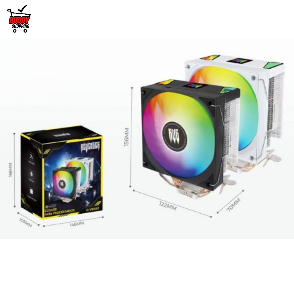 Cooler Para Processador Gamer CPU LED RGB Intel AMD 4 Heatpipes 120mm Silencioso Eficiente