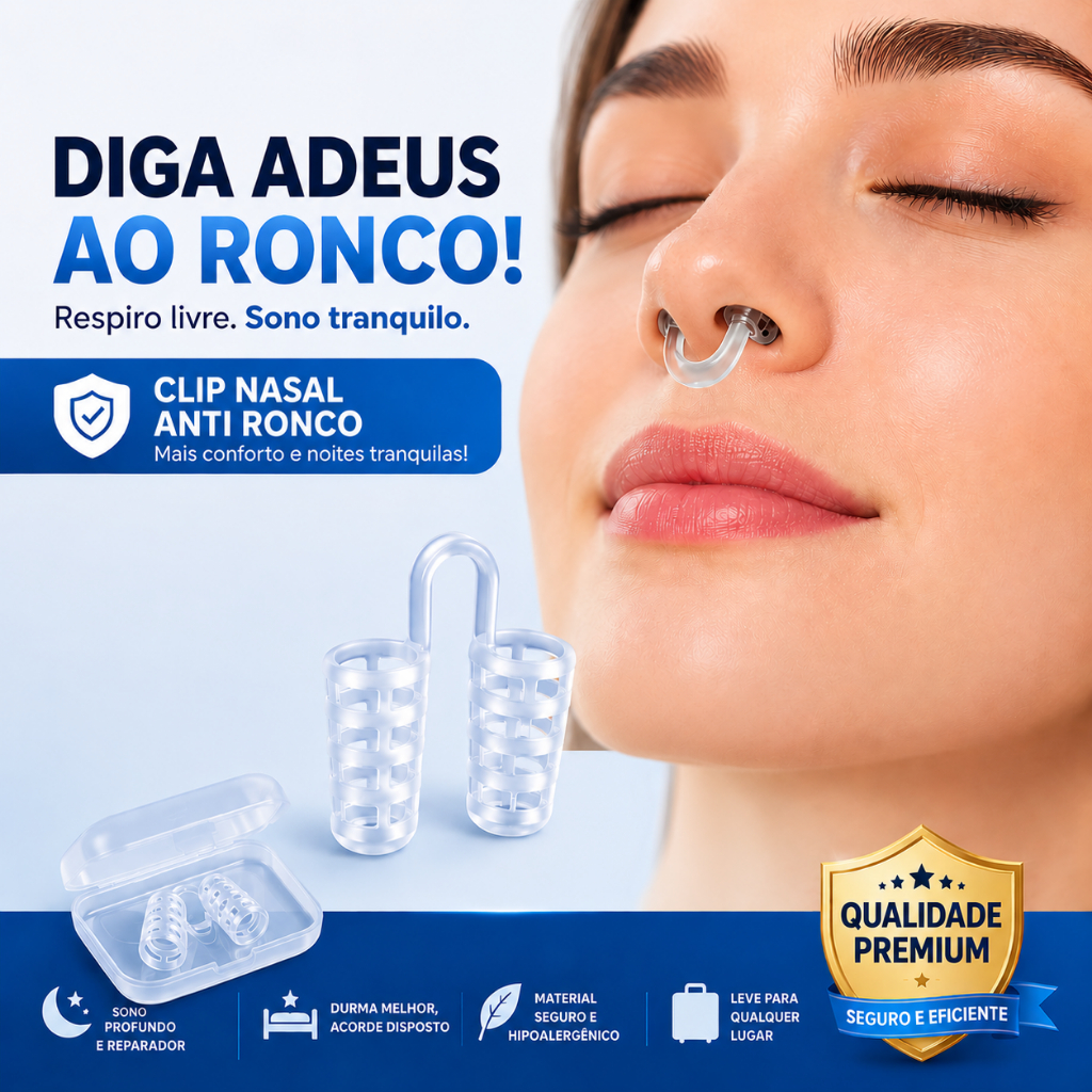 Clip Nasal Anti Ronco Silicone Reutilizável Dilatador Nasal Respirador com Estojo