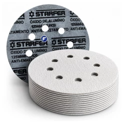 Kit 10 Unidades Disco Lixa Velcro Pluma 125mm Lixadeira Roto Orbital Para Ferro Metal Madeira Massa