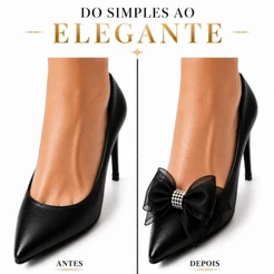 Laço de Sapato Feminino Luxo Tendência Decoração Calçados Sandalia Scarpin Branco Nude Preto Strass