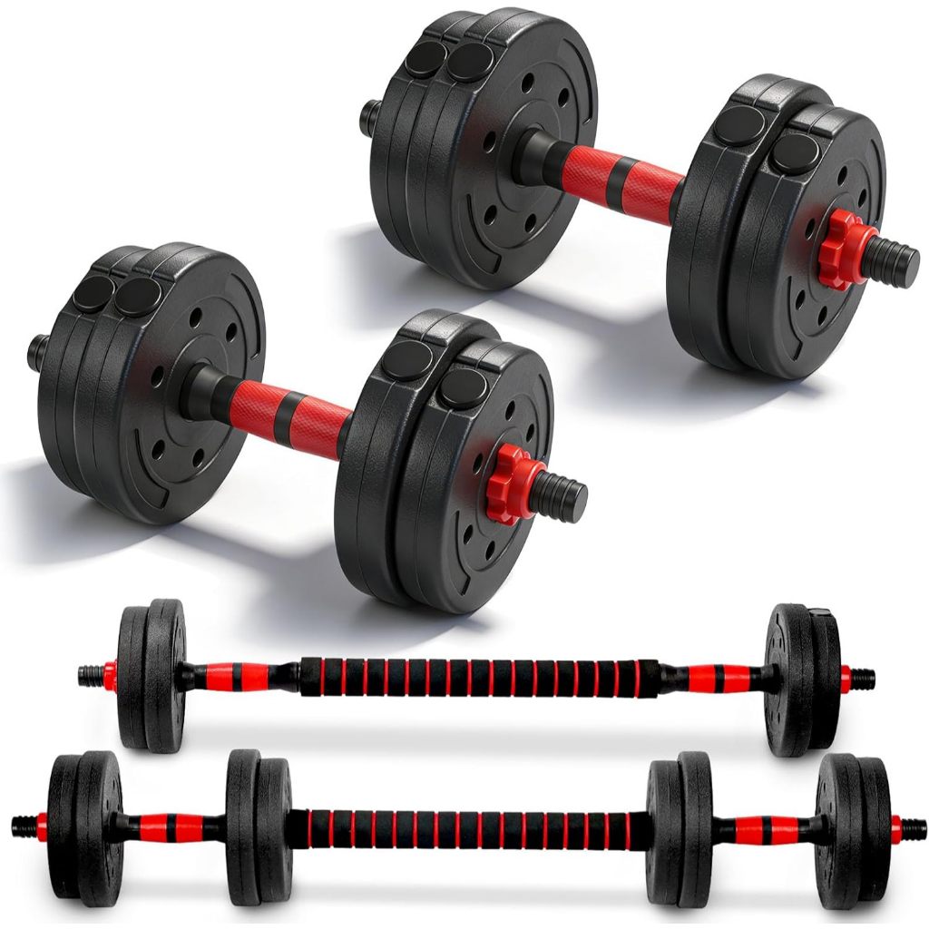 Kit Halteres 6 Em 1 Musculação 29kg Ajustável Barra Anilha Treino em Casa Consport