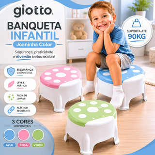 Banquinho Joaninha Infantil Banco Reforçado Empilhável Colorido Criança Fofo Banqueta Até 90kg