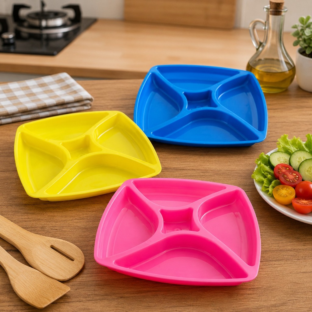KIT 2 PETISQUEIRA QUADRADA COM 4 DIVISÓRIAS PLÁSTICO IDEAL PARA PETISCOS, APERITIVOS, CAFE DA TARDE