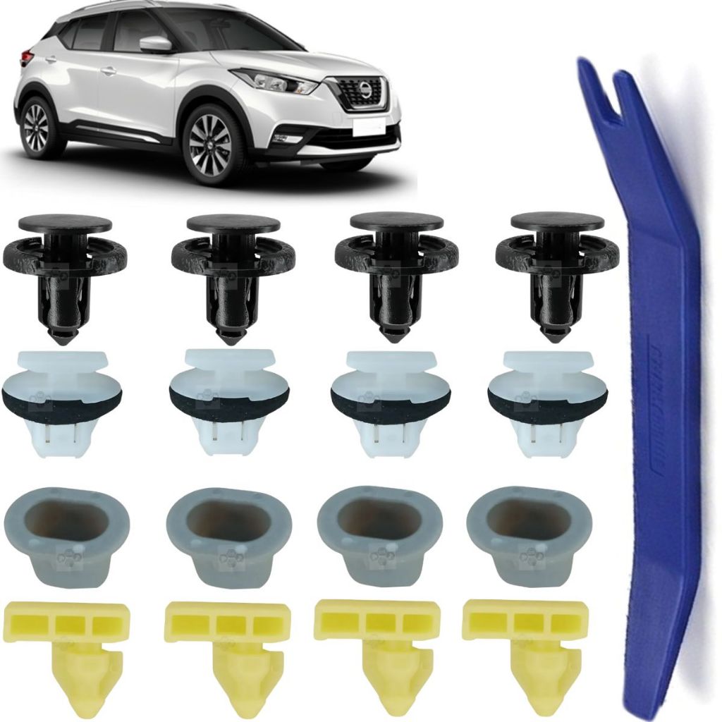 Kit 16 Grampo Presilha da Moldura do Paralama Para  Nissan Kicks 2017 2018 2019 2020 2021 Todos