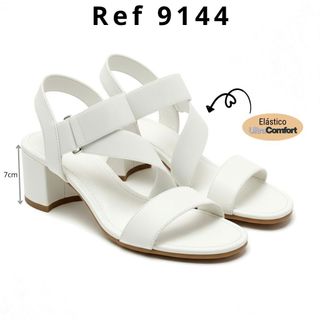 Sandália Feminina estilo  Modare Salto Bloco Tira Elástica Ortopédica Ultra Conforto Original