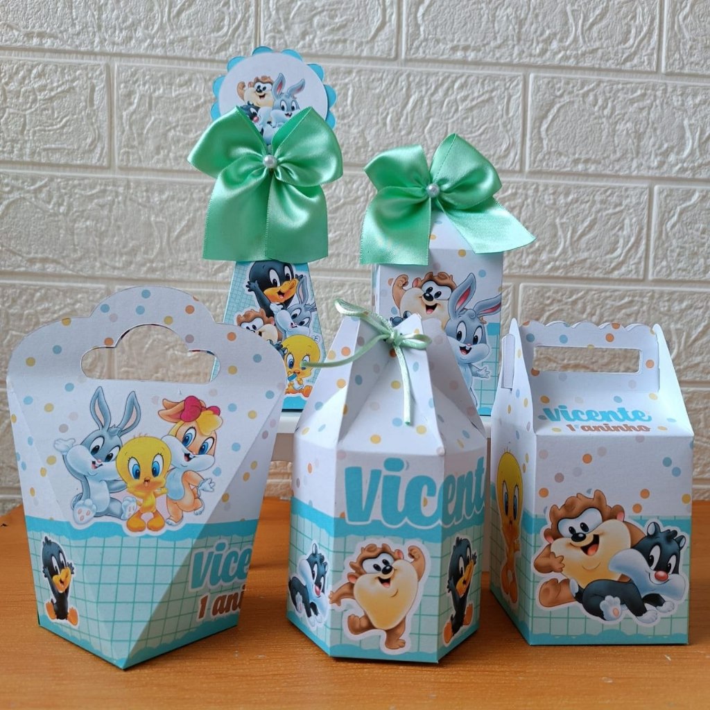 BabyY Looney Tunes Verde  Kit Personalizado (Pegue emonte) Lembrancinha Caixinhas Festa Aniversário