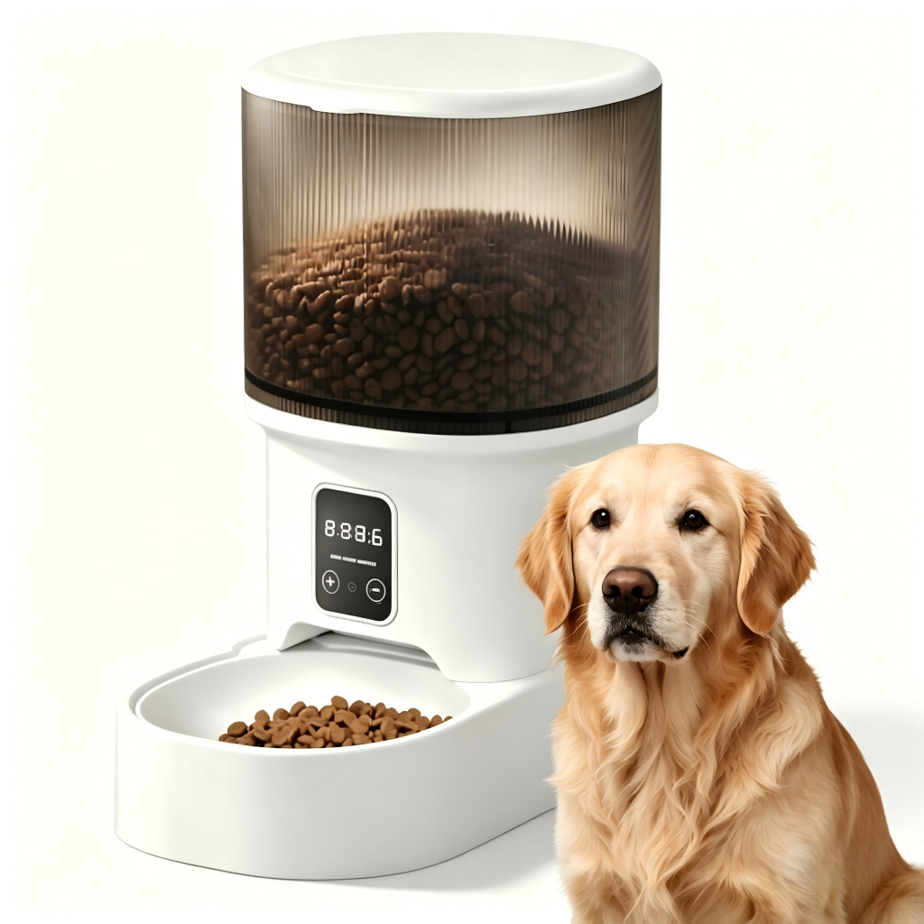 Alimentador Automático para Gatos e Cães 4L - Programável 6 Refeições, Mantém Ração Fresca, Fácil de Limpar