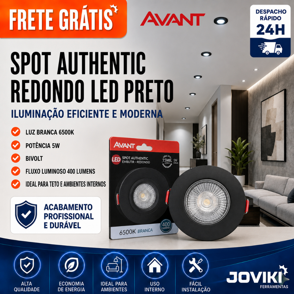 Led Spot Authentic Preto 5W - Avant
