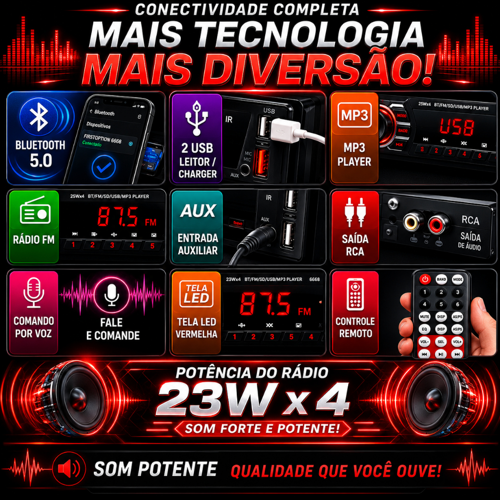 Aparelho de som carro Radio Automotivo Bluetooth Pendrive Sd Rádio · foto 2