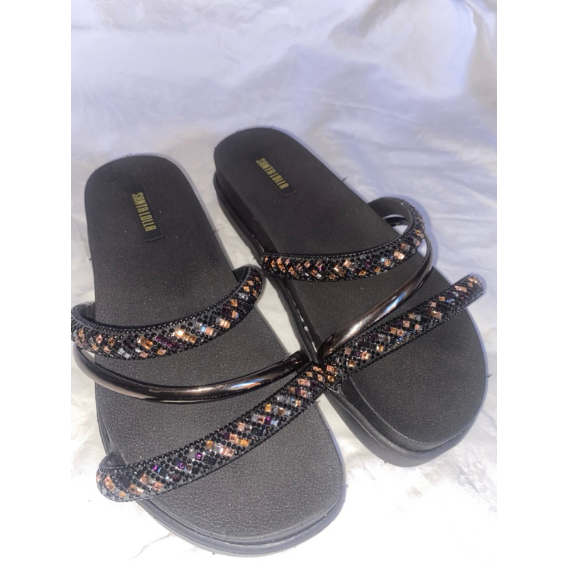 papete feminina, sandália feminina, strass, brilho, confortável, rasteira, preta, elegante, moda feminina