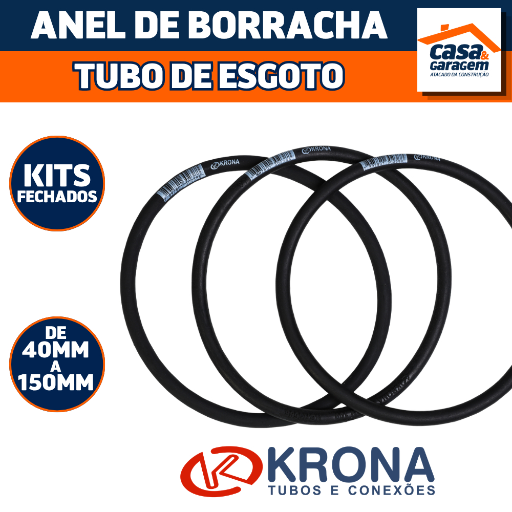Kit com 15/25/50 Anéis De Borracha Para Tubo De Esgoto 40mm, 50mm, 75mm, 100mm o