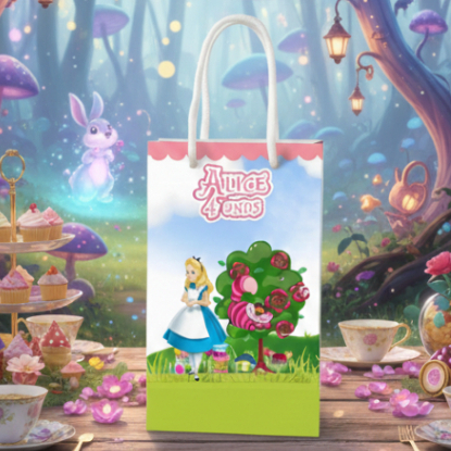 Sacolinha (M) | Sacola Alice no País das Maravilhas l Personalizada |Lembrancinha de Aniversário | PEGUE E MO