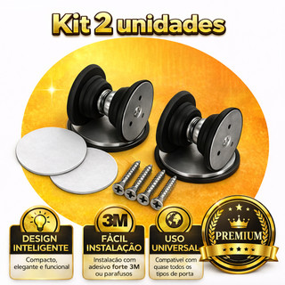 Kit 2 Prendedor Fixador Trava Porta inox Magnético Adesivo 3M Instalação Fácil Mola de Amortecimento