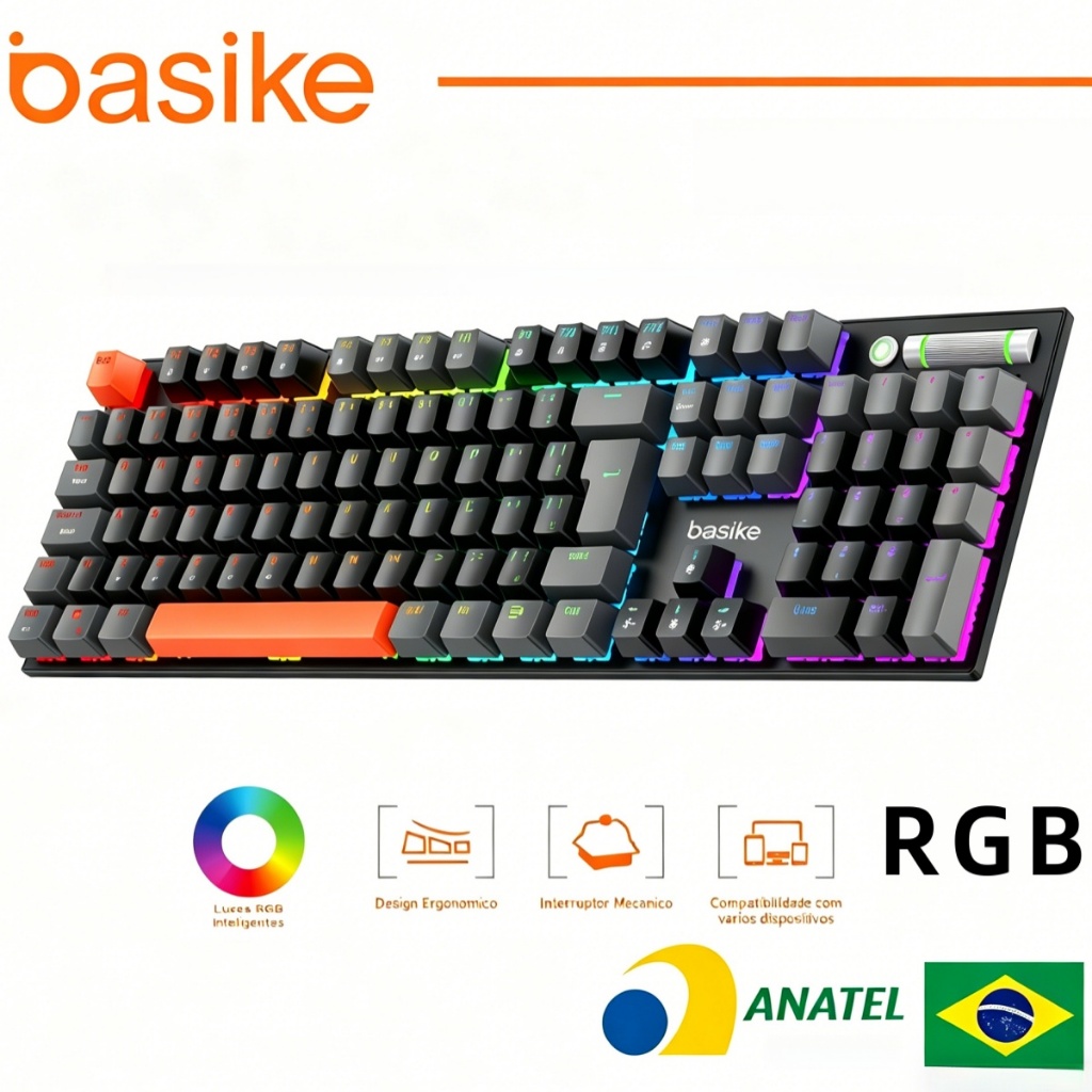 Basike Teclado Mouse Gamer RGB Teclado Mecânico Mouse Laser Profissional Chroma Rgb Iluminado