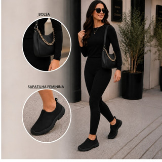 Tenis Feminino Slip On Sapatilha Feminina Mulher e Bolsa feminina