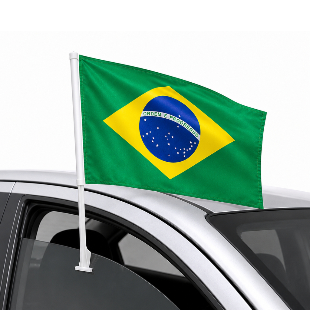 Kit 2~10 Bandeira Para Janela de Carro do Brasil Seleção Copa do Mundo 38x30cm Poliéster Vidro de Carro