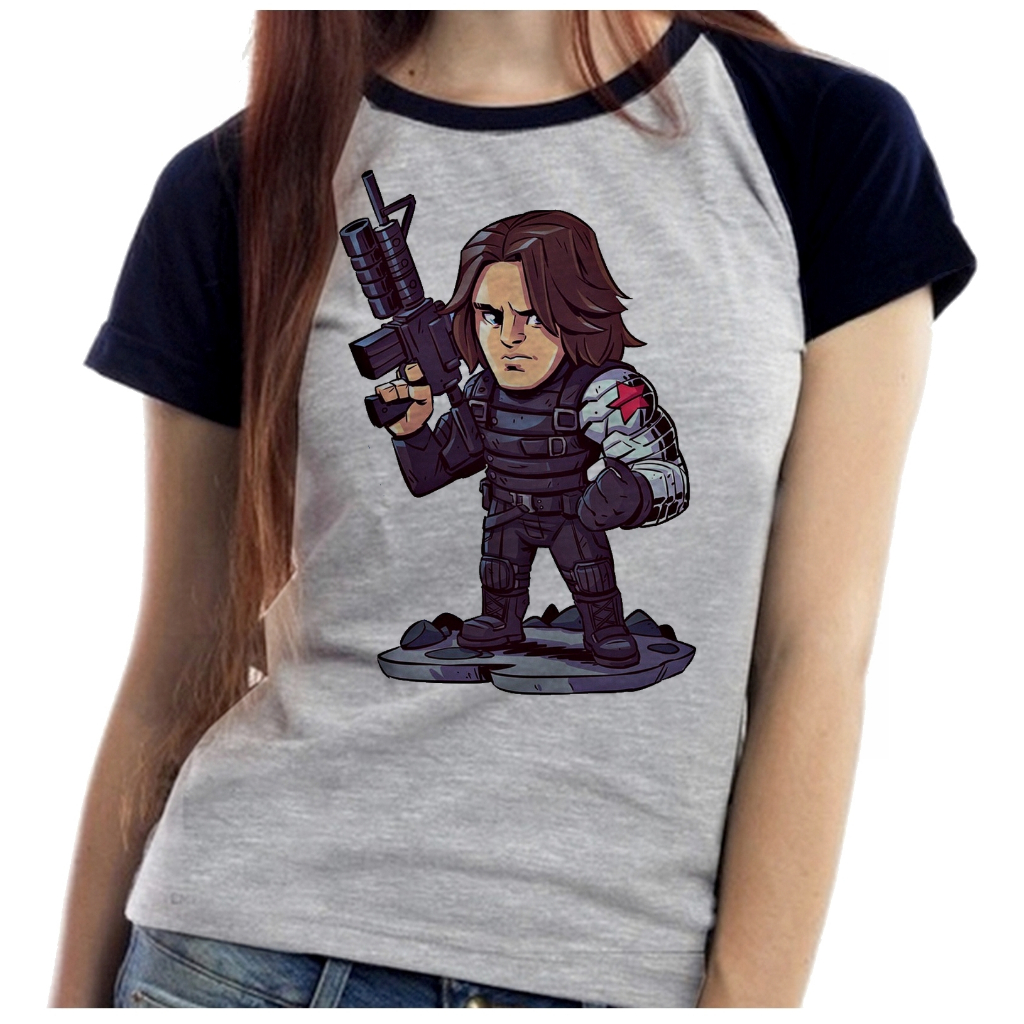 Baby Look Blusa Feminina ou Camiseta Unissex Soldado invernal vilão capitão america