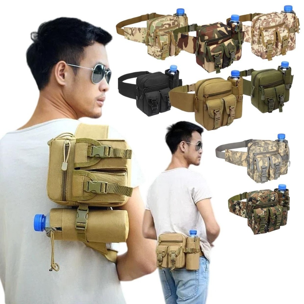 Mochila Emergencia Militares Garrafa De Agua Pochete Esportiva Impermeável Trilha Bolsa Cintura Antifurto Corrida