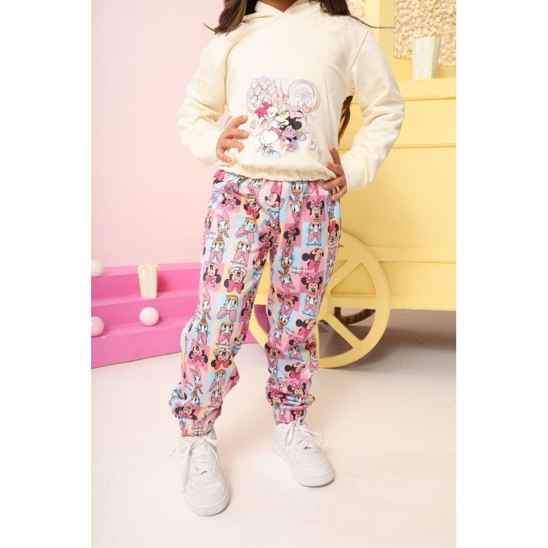 Conjunto Infantil Feminino Moletom Flanelado Personagem Inverno Quentinho com Capuz