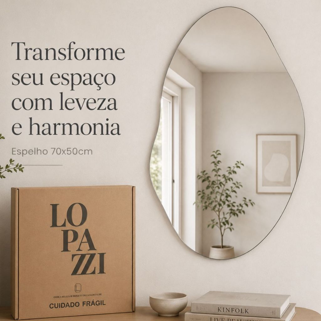 Espelho Lopazzi Orgânico Polido 115cm 100cm 90cm 80cm 70cm Quarto Sala Salão Banheiro Pinterest