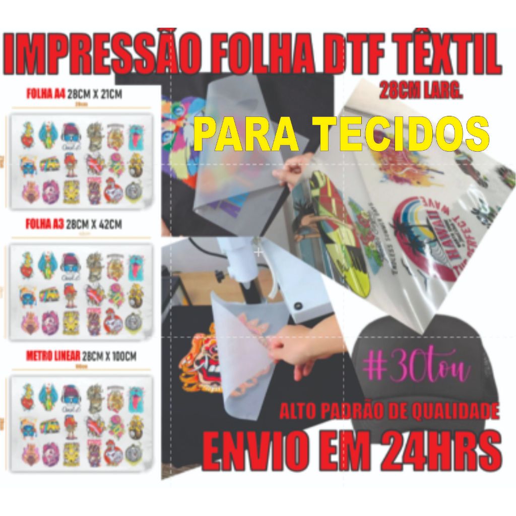 IMPRESSÃO DTF TÊXTIL ENVIO EM 24 HORAS