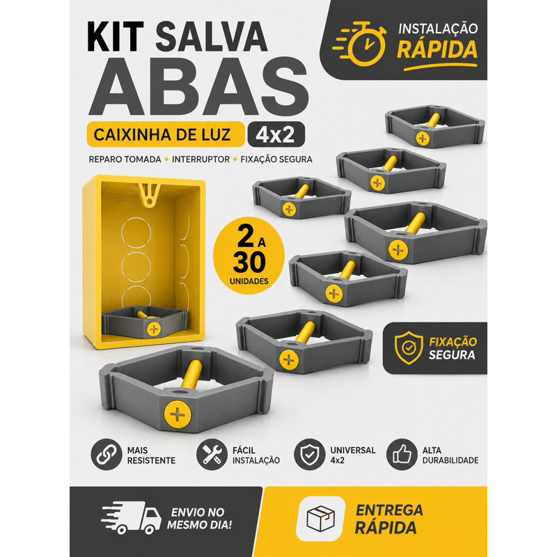 Salva Abas Caixinha de Luz 4x2 Reparo Tomada Interruptor Fixação Fácil Instalação Rápida Universal Elétrica