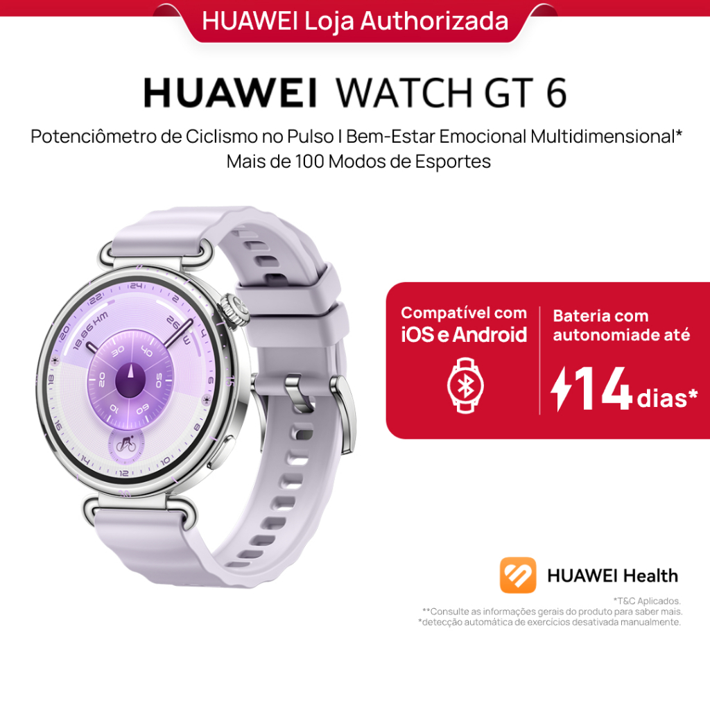 HUAWEI WATCH GT 6  41mm, Smartwatch Relógio Digital, Wrist Cycling Potentiometer, GPS Integrado