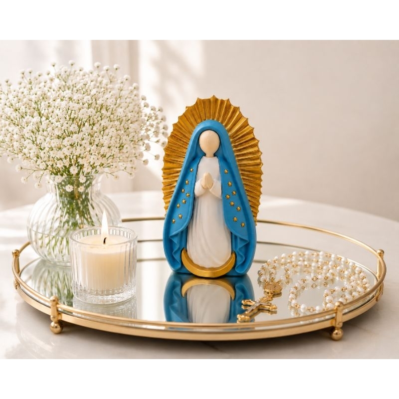 Virgem de Guadalupe Decorativa Imagem Religiosa Católica Presente Batizado, Crisma Comunhão Cantinho Oração