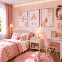 Quadro decorativo 3 peças Personalizado com nome Borboletinha quartinho infantil de menina